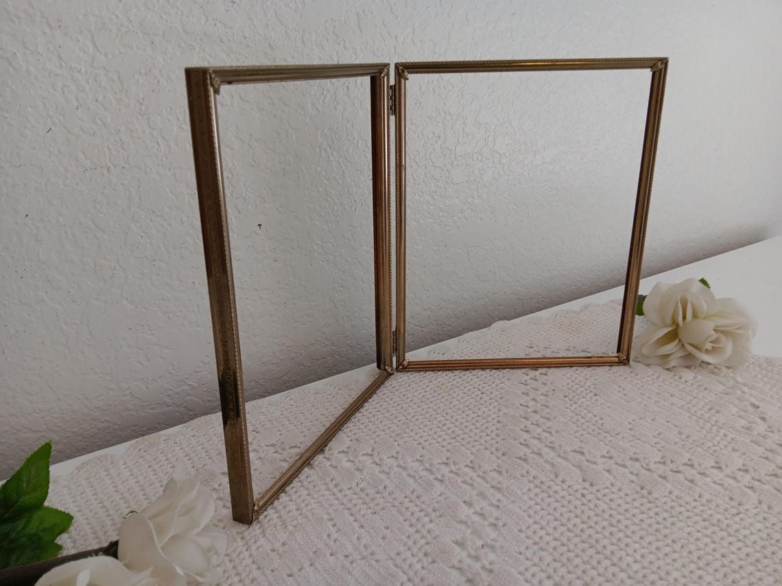 Vintage Ornate Hinged Gold Metal Picture Frame 2 - 8 X 10 Photo ...