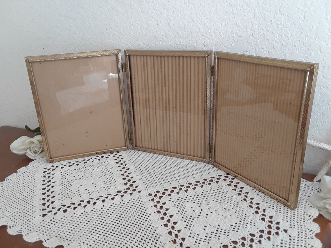 Vintage Gold Picture Frame Trio Photo Decoration Folding Etsy