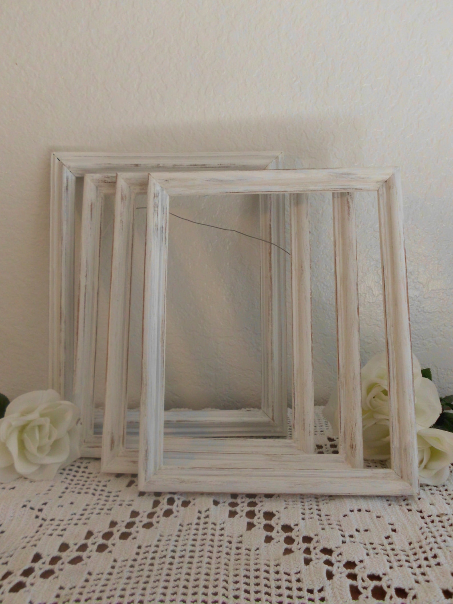 Distressed White Frame Rustic 8 X 10 Shabby Chic Wedding Decor Etsy
