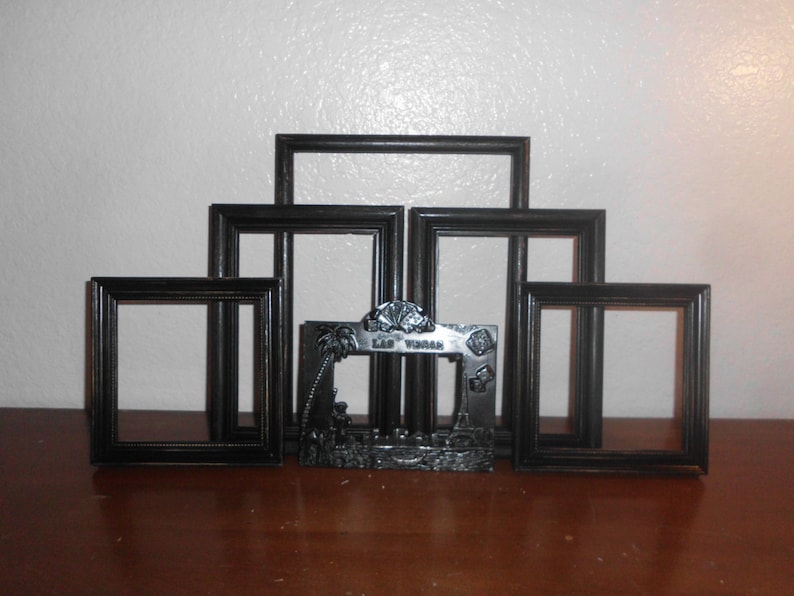 Black Las Vegas Picture Frame Set Glossy Shabby Chic Distressed Collection Man Cave Home Decor Wedding Reception Decoration Gift for Him Her