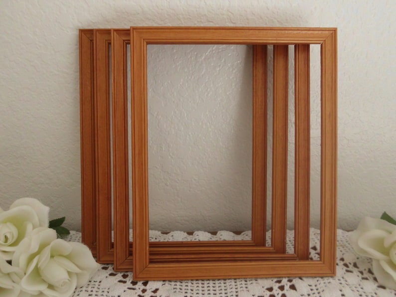 Vintage 8 X 10 Frame Golden Brown Wood Picture Photo Rustic Eco ...