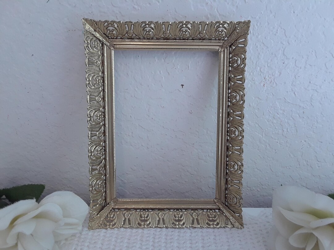 Ornate Vintage Gold Metal Picture Frame 5 X 7 Photo Decoration Mid ...