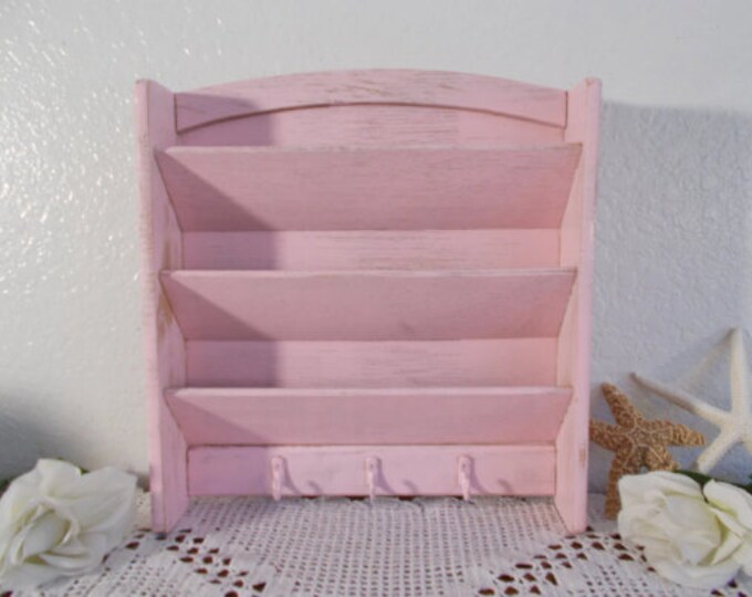Pink Shabby Chic Wood Wall Organizer Letter Mail Craft Room Office ...