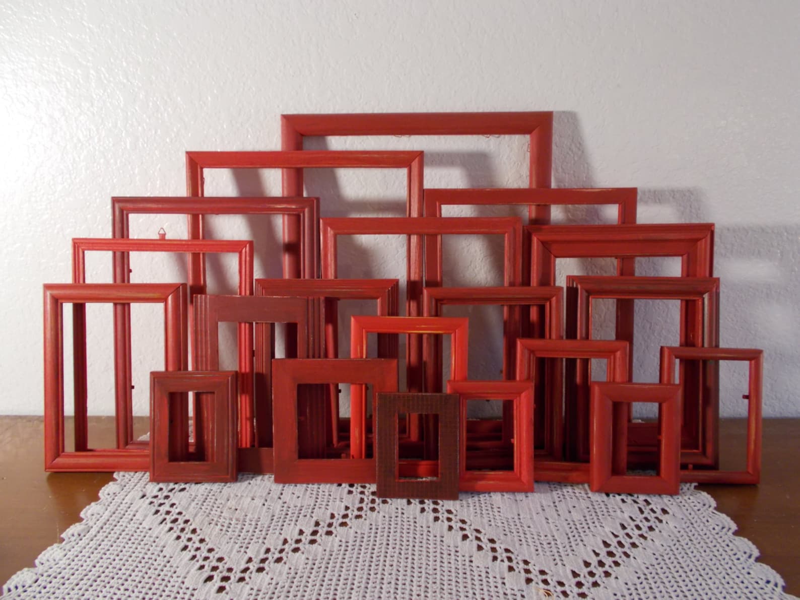 Rustic Red Frame Set Picture Photo Shabby Chic Distressed Wall Gallery ...