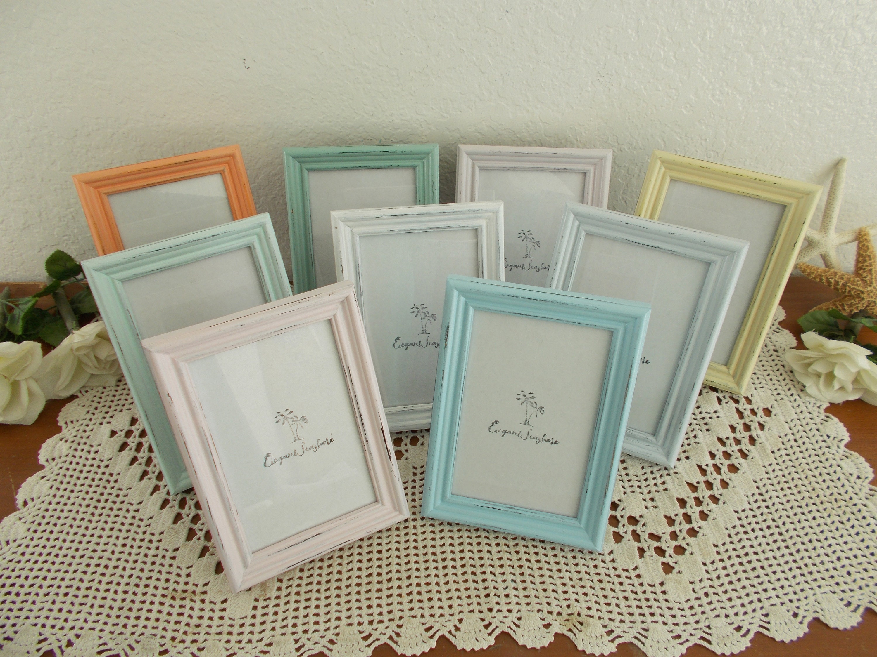 Pretty Frames Pastel Picture Frame Rustic Shabby Chic Distressed Wood Summer Wedding ...
