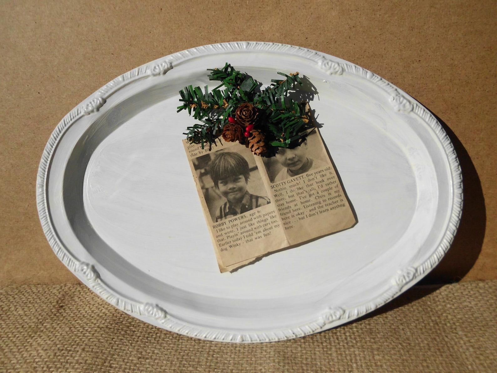 MyGift 19" Square Whitewashed Wood Serving Tray - Shabby Chic Breakfast Tray With Handles For Coffee Table Decor
