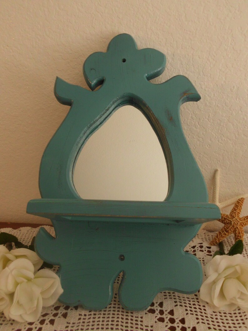 Mirror Towel Rack Rustic Aqua Turquoise Teal Blue Shabby Chic Beach ...
