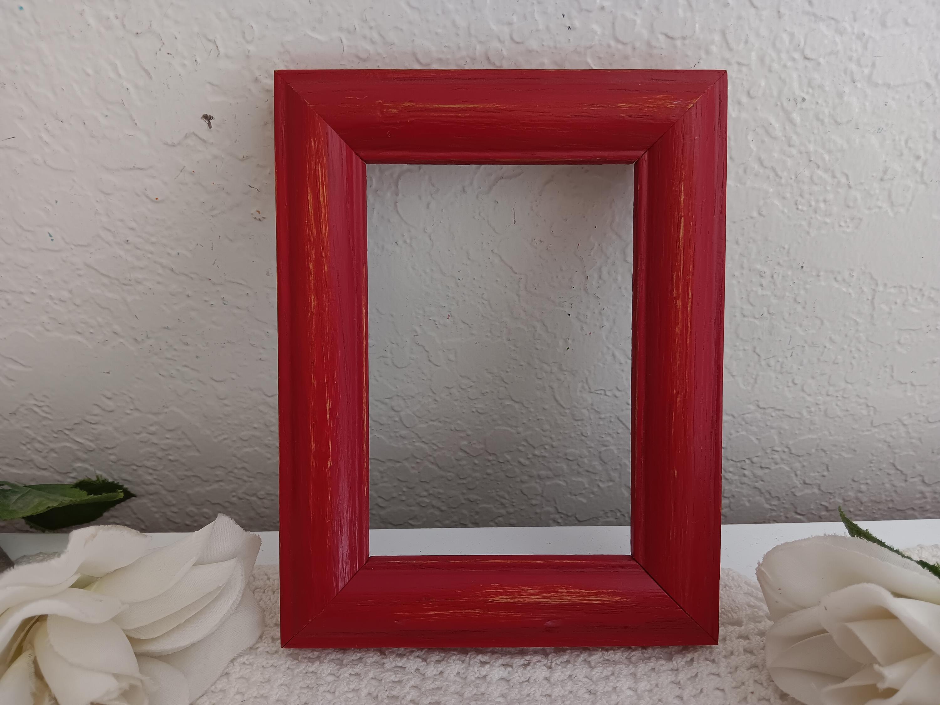 Vintage Red Picture Frame 3.5 x 5 Photo Decoration Rustic Country Farmhouse Lake House Cabin Boy Bedroom Christmas Holiday Home Decor Gift