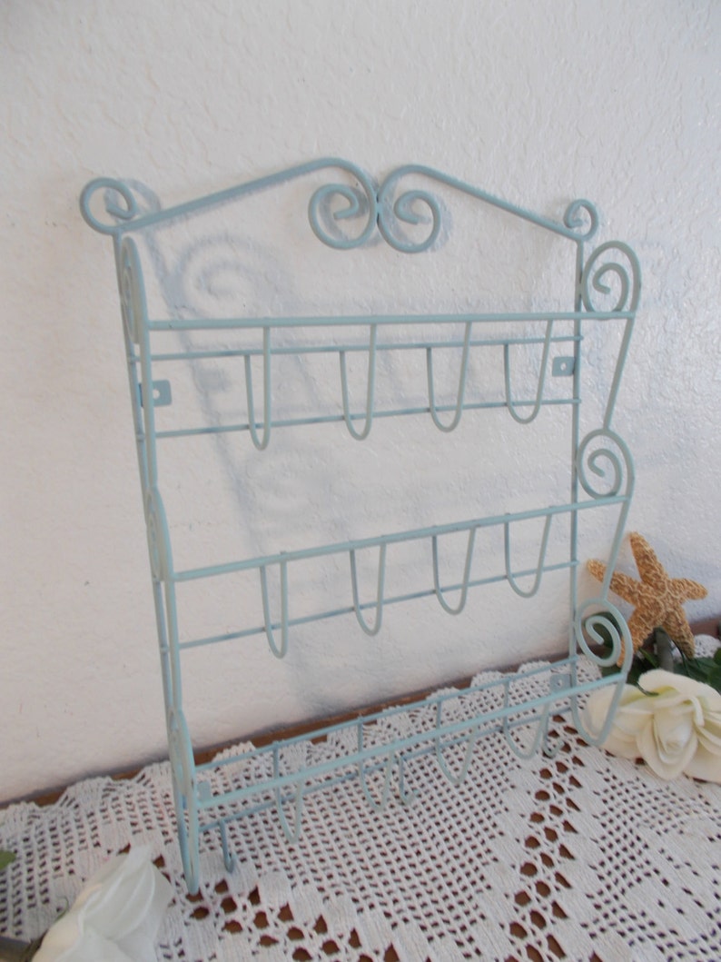 Light Mint Blue Green Mail Sorter Letter Wall Key Rack Storage ...