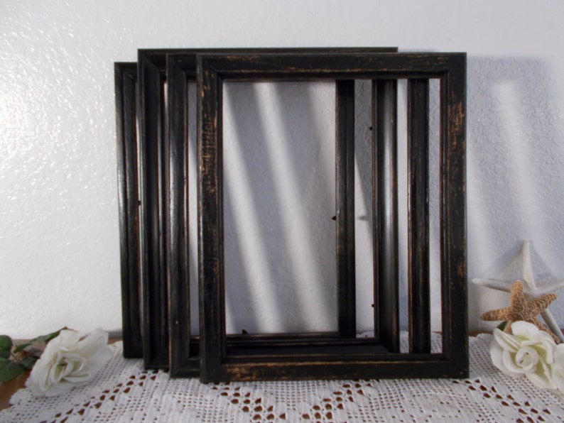 Black Wood Picture Frame 11 X 14 up Cycled Vintage Rustic Etsy