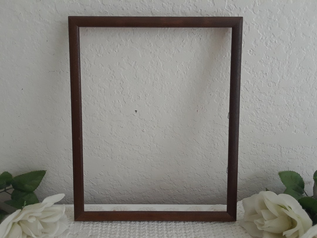 Vintage Dark Wood Thin Picture Frame 8 X 10 Photo Decoration Etsy