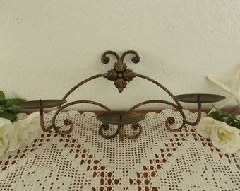 Vintage Gold & Black Pillar Candelabra Ornate Scroll Wall Decoration Mid Century Hollywood Regency French Country Farmhouse Retro Home Decor