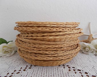 Vintage Wicker Paper Plate Holder Instant Collection Set Beach Cottage Coastal Seaside Tropical Island Lake House Cabin Kitchen Home Decor