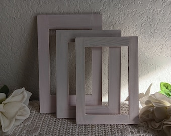 Light Pink Picture Frame Set Upcycled Vintage Rustic Shabby Chic Distressed Wood Photo Gallery Decoration Paris Girl Nursery Home Decor Gift