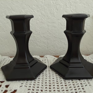 Black Taper Candle Holder Set Two Pair Candleholder Halloween Paris French Traditional Modern Goth Gothic Man Cave Home Decor Wedding Gift image 5
