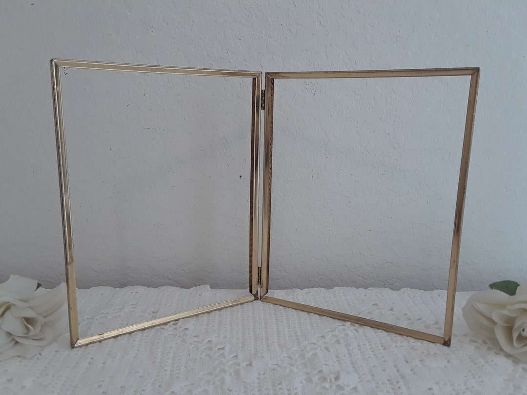 Vintage Double Hinged Gold Brass Picture Frame 8 X 10 Folding Photo ...
