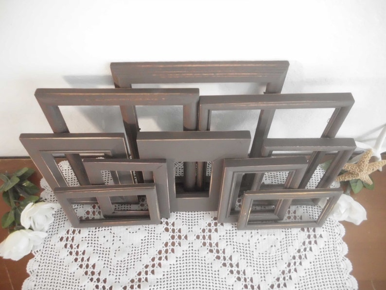 Rustic Brown Picture Frame Set Shabby Chic Distressed Photo Etsy