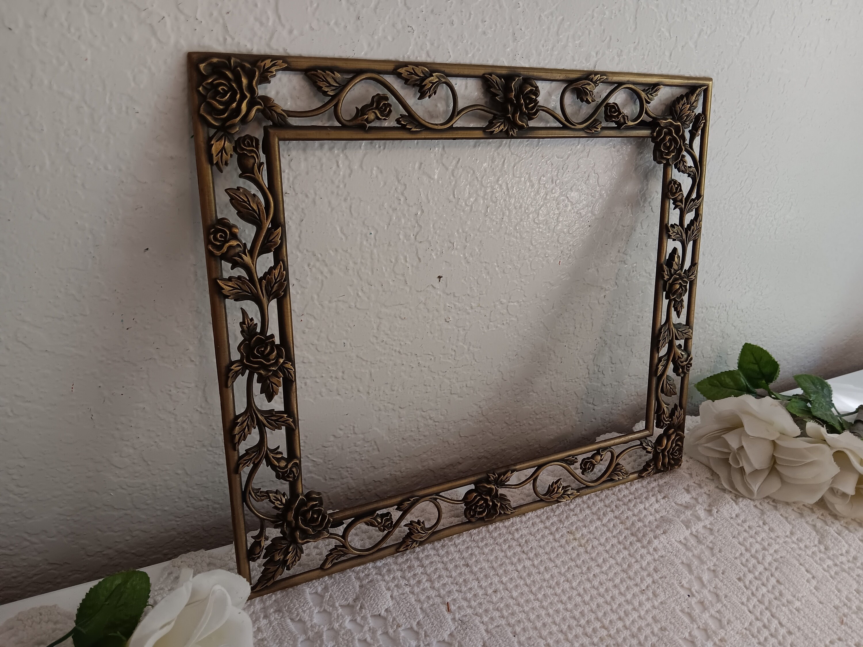 Ornate Vintage Gold Metal Rose Picture Frame 8 X 10 Photo Decoration ...