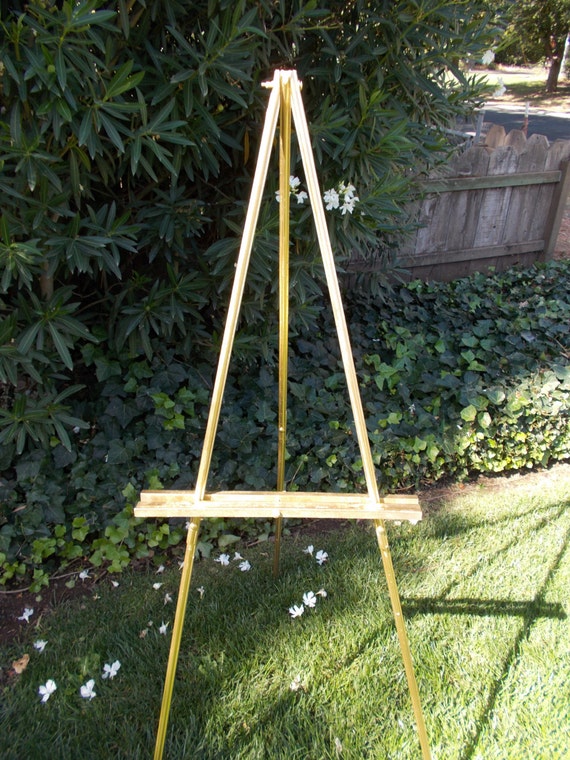 Gold Floor Easel Stand for Wedding Sign Easel Stand for Painting Easel Gold  Easel Solid Wood Easel, up to 20lbs, up to 30 X 40 Inches 