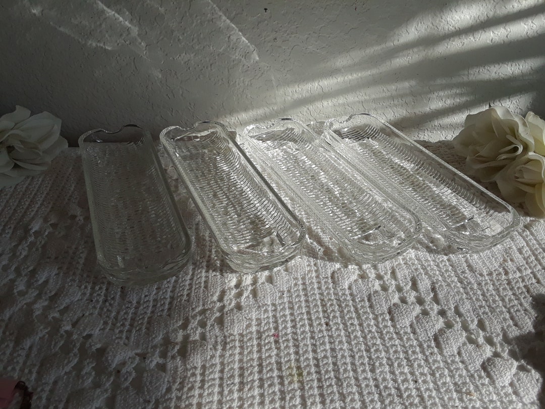 Vintage Clear Glass Corn on the Cob Dish Set Mid Century Beach Etsy