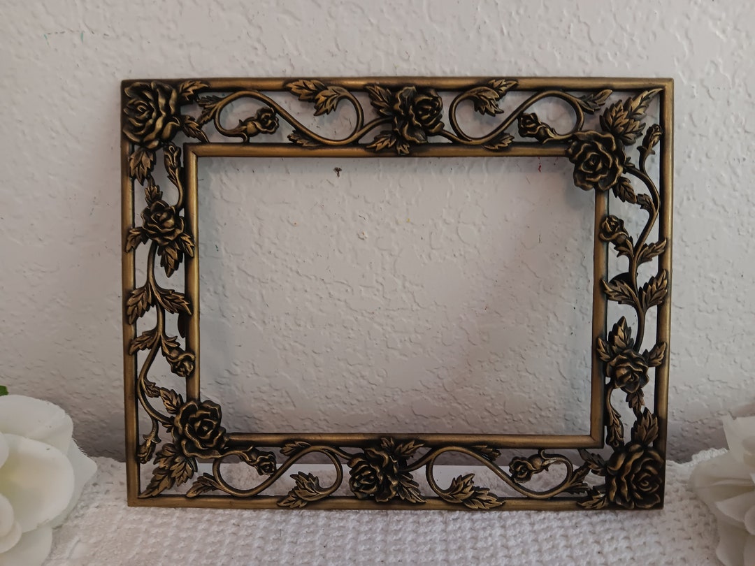 Ornate Vintage Gold Metal Rose Picture Frame 3.5 X 5 Photo Decoration ...