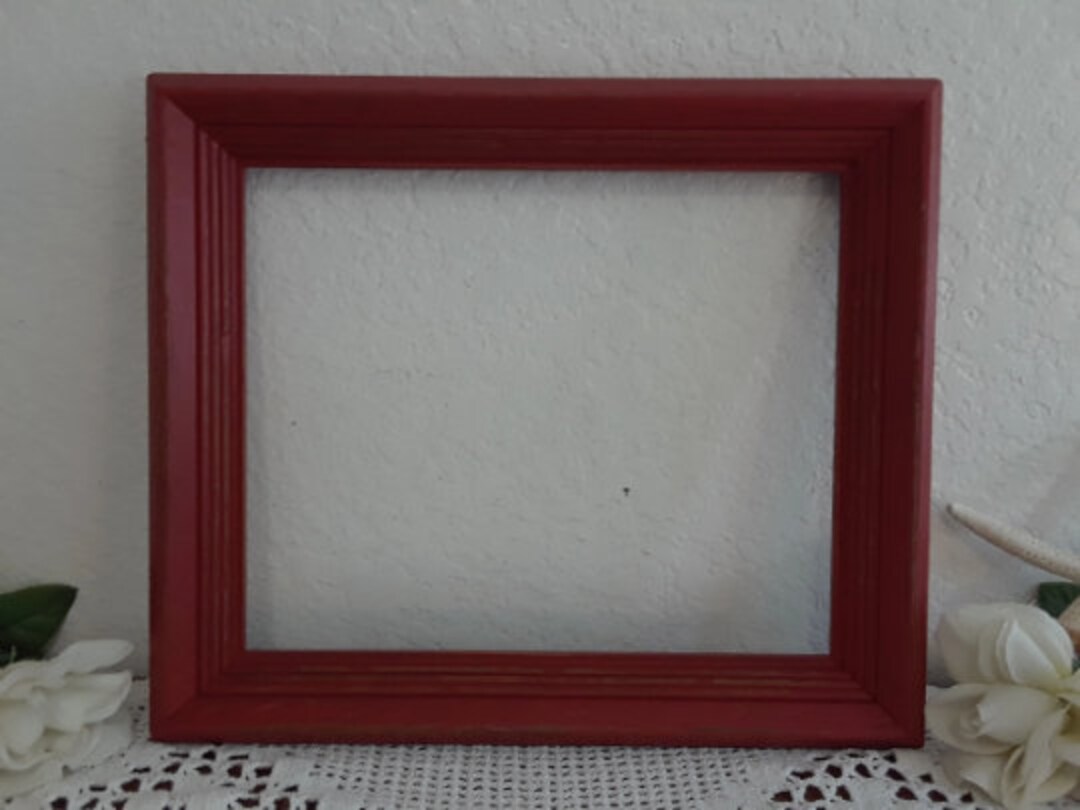 Red Picture Frame Upcycled Vintage Rustic Shabby Chic Distressed Wood 9 ...