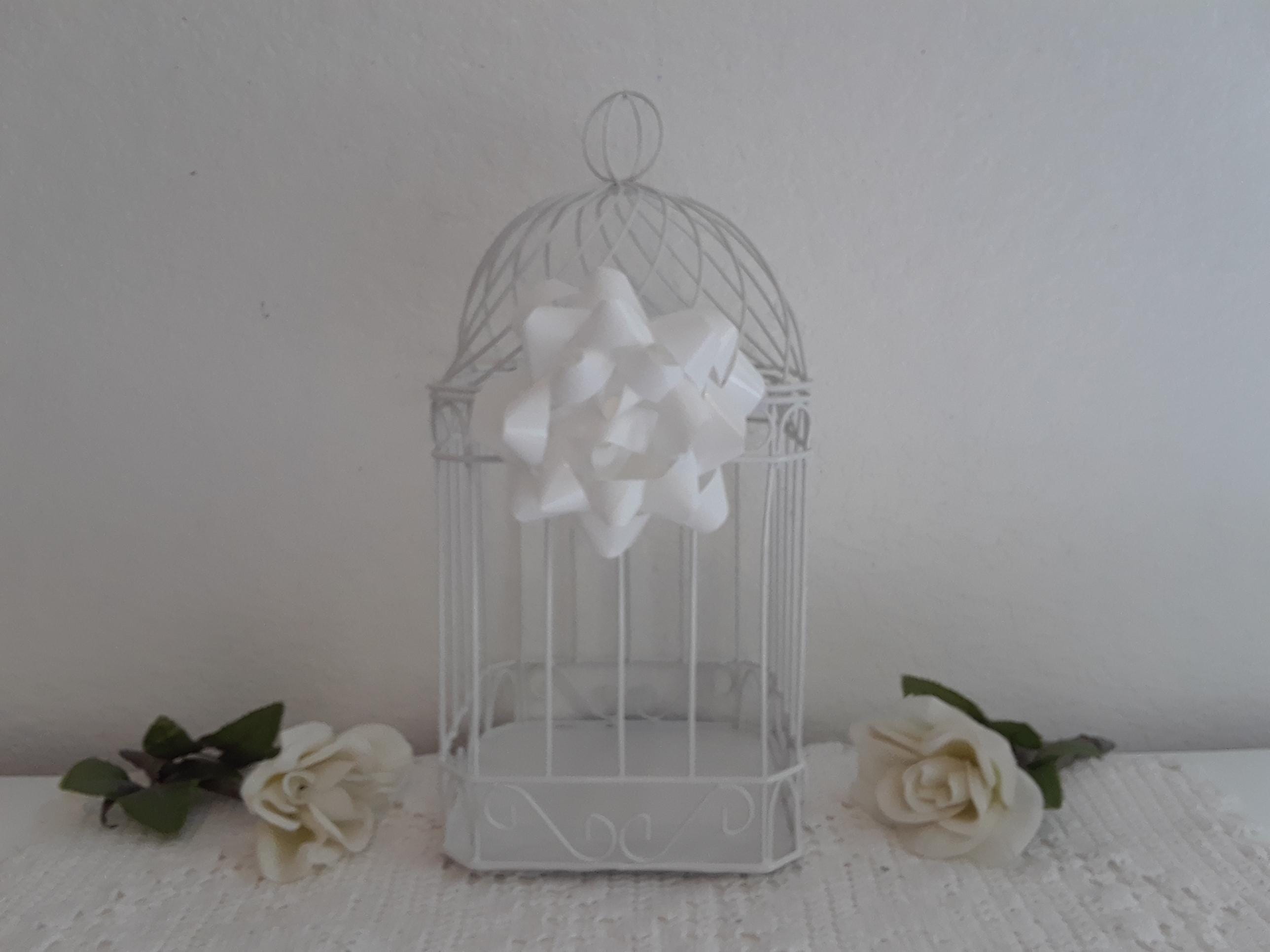White Bird Cage Upcycled Vintage Rustic Shabby Chic Distressed Spring ...
