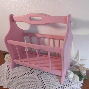 Magazine Rack Pink Shabby Chic Wooden Rustic Beach Cottage French ...