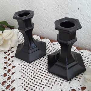 Black Taper Candle Holder Set Two Pair Candleholder Halloween Paris French Traditional Modern Goth Gothic Man Cave Home Decor Wedding Gift image 3