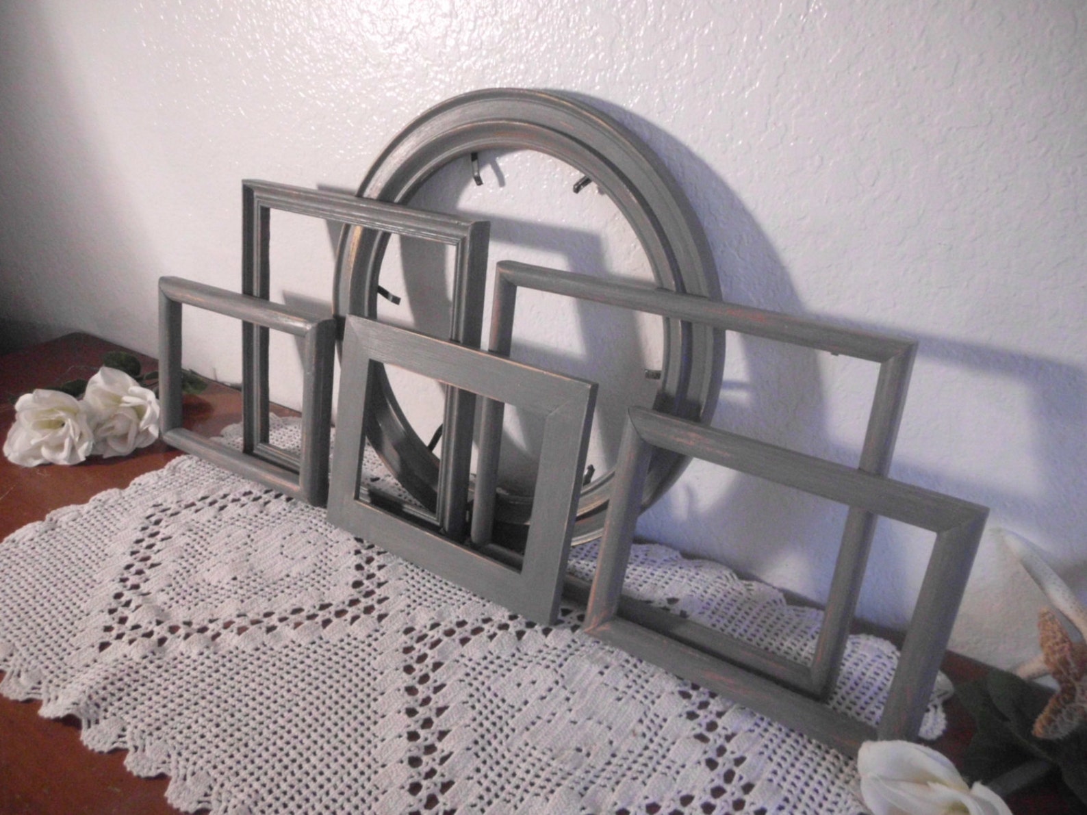 Gray Picture Frame Set Rustic Grey Shabby Chic Distressed Etsy