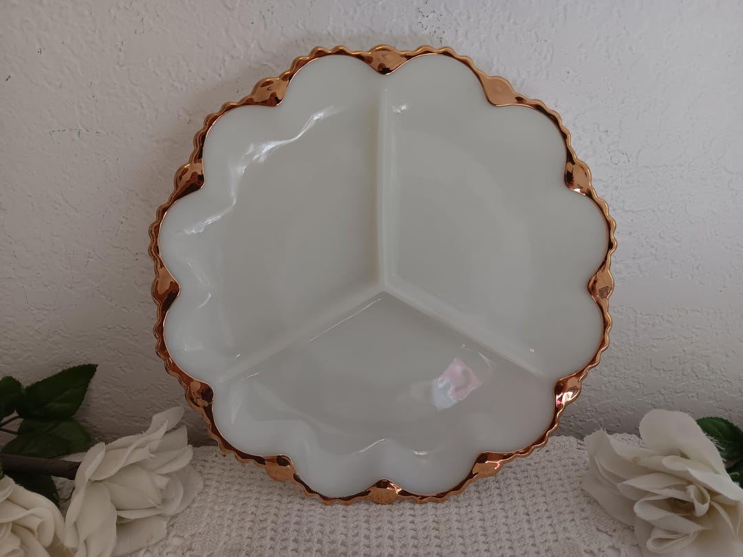 Milk Glass With Gold Trim