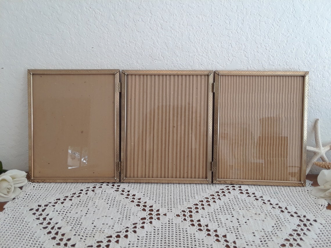 Vintage Gold Picture Frame Trio Photo Decoration Folding Etsy