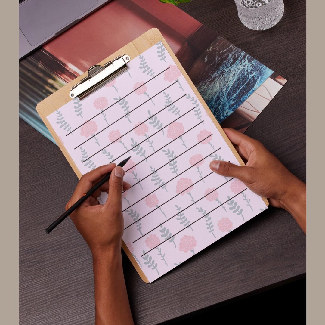 Pink Floral Lined Writing Paper | A4 Printable Stationery (PDF) - Etsy