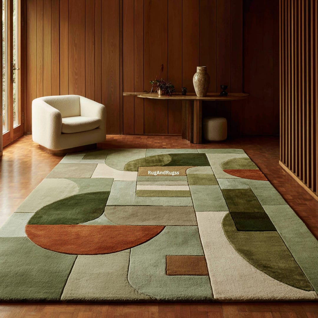 Earthy Rug Patterns Earth Tone Geometric Wool Rug | Modern Abstract Neutral Area Rug | Hand ...