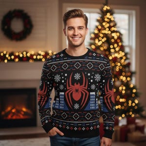 Spiderman Ugly Sweater, Spiderman Sweater, Funny Animal Ugly Sweater for Men & Women, Ugly Sweater, Gift For Christmas