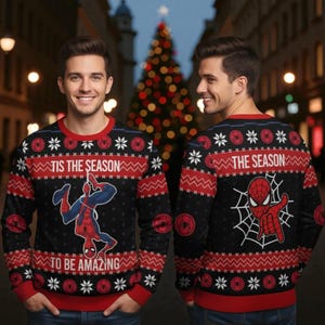 Spiderman Ugly Sweater, Spiderman Sweater, Superhero Ugly Sweater for Men & Women, Ugly Sweater, Gift For Christmas