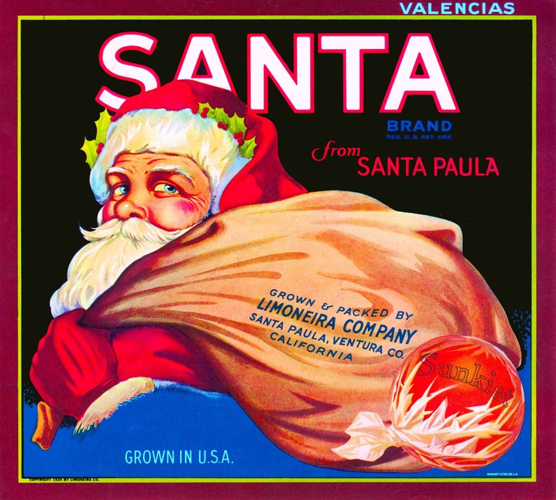 Santa Paula Ventura County Santa Claus Christmas Orange Citrus Etsy
