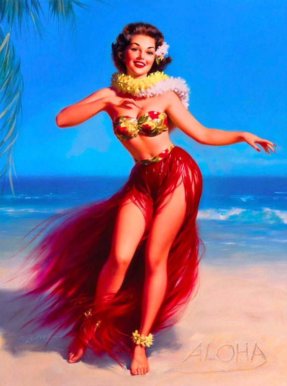 1940s Pin-Up Girl Ecstasy Picture Poster Print Vintage Art Pin Up