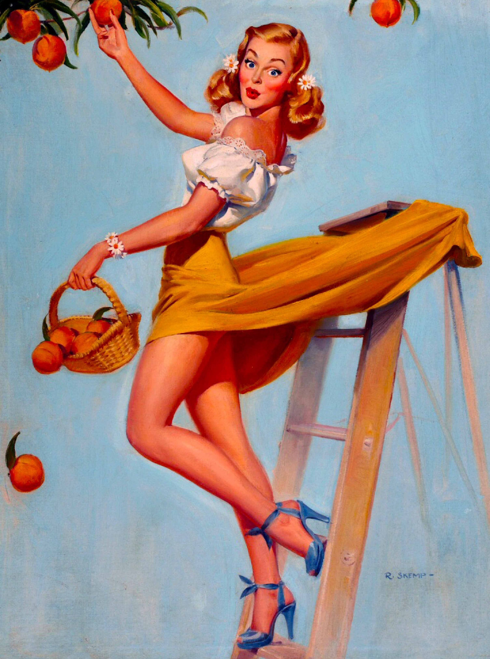 1940s Pin-Up Girl What a Peach Picture Poster Print Vintage image 0.