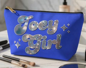 Neceser de maquillaje con purpurina sintética estilo Joey McIntyre Girl - Inspirado en NKOTB - Estuche para accesorios con base en forma de T