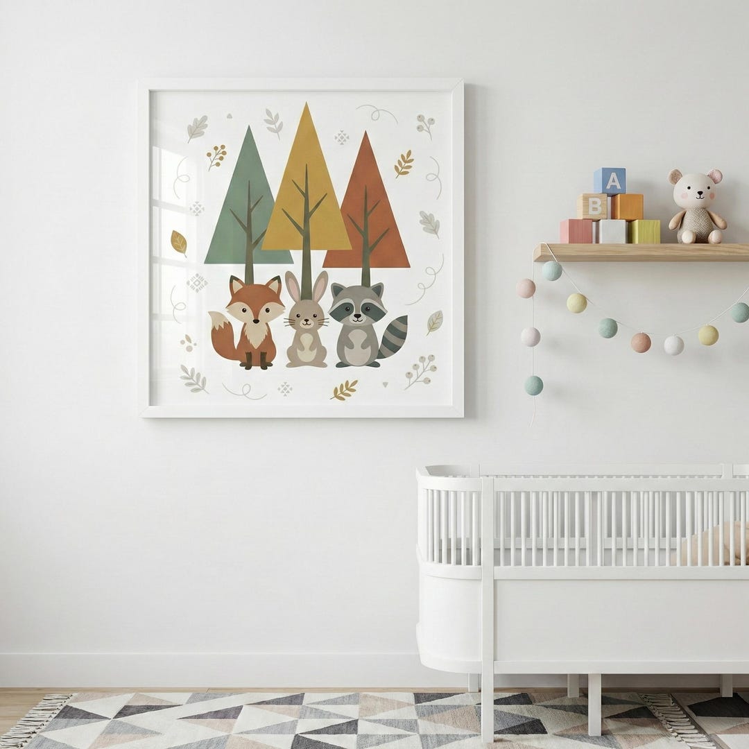 Woodland Animals Nursery Wall Art Printable, Forest Animal Kids Room ...