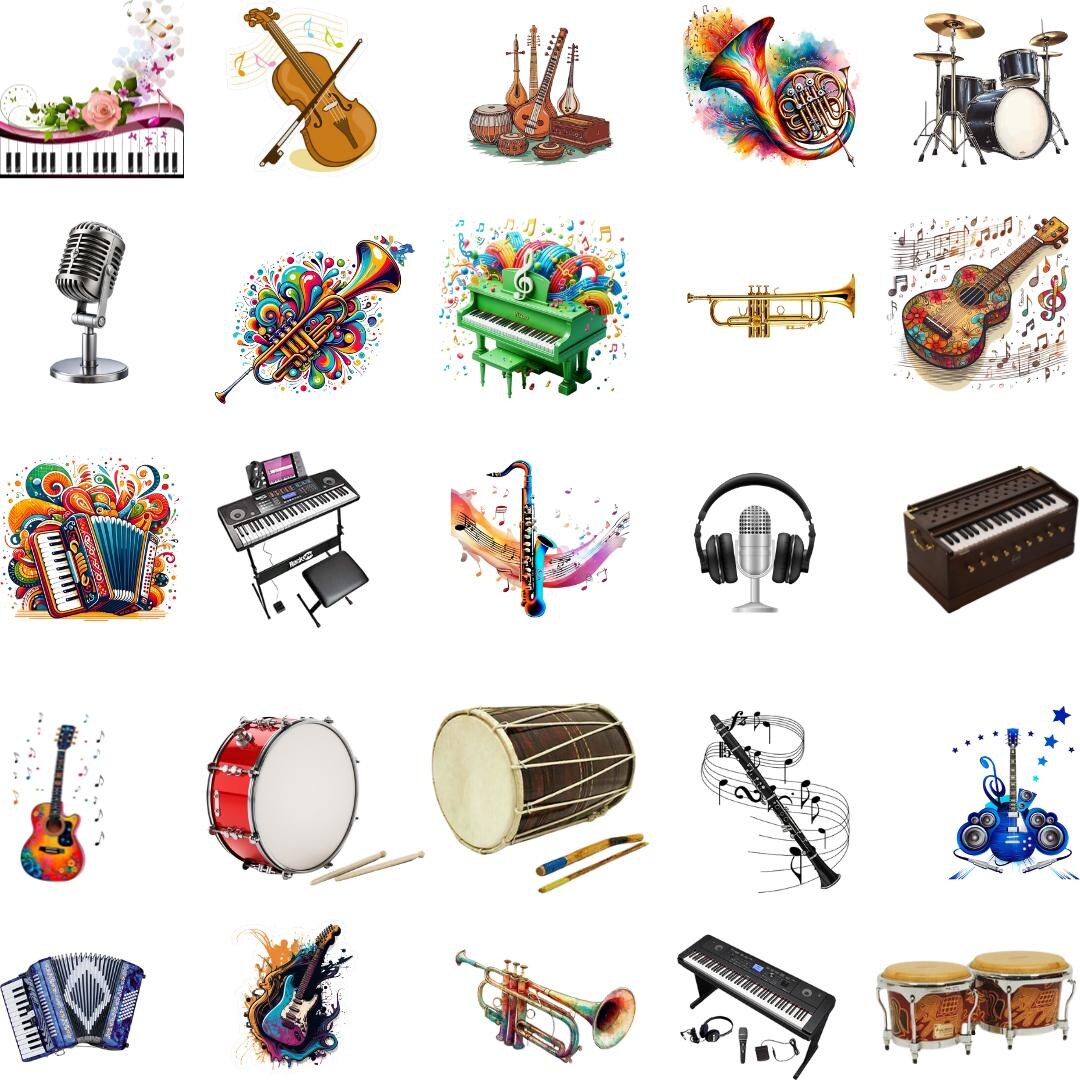 Musical Instruments PNG Set | Vintage Music Clipart | Sublimation ...
