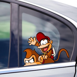 Donkey kong mini kong Peeking Peekers Peekabo Bumper Window Vinyl Decal Anime Cartoon Video Game Stickers Plumber Classic Game SNES