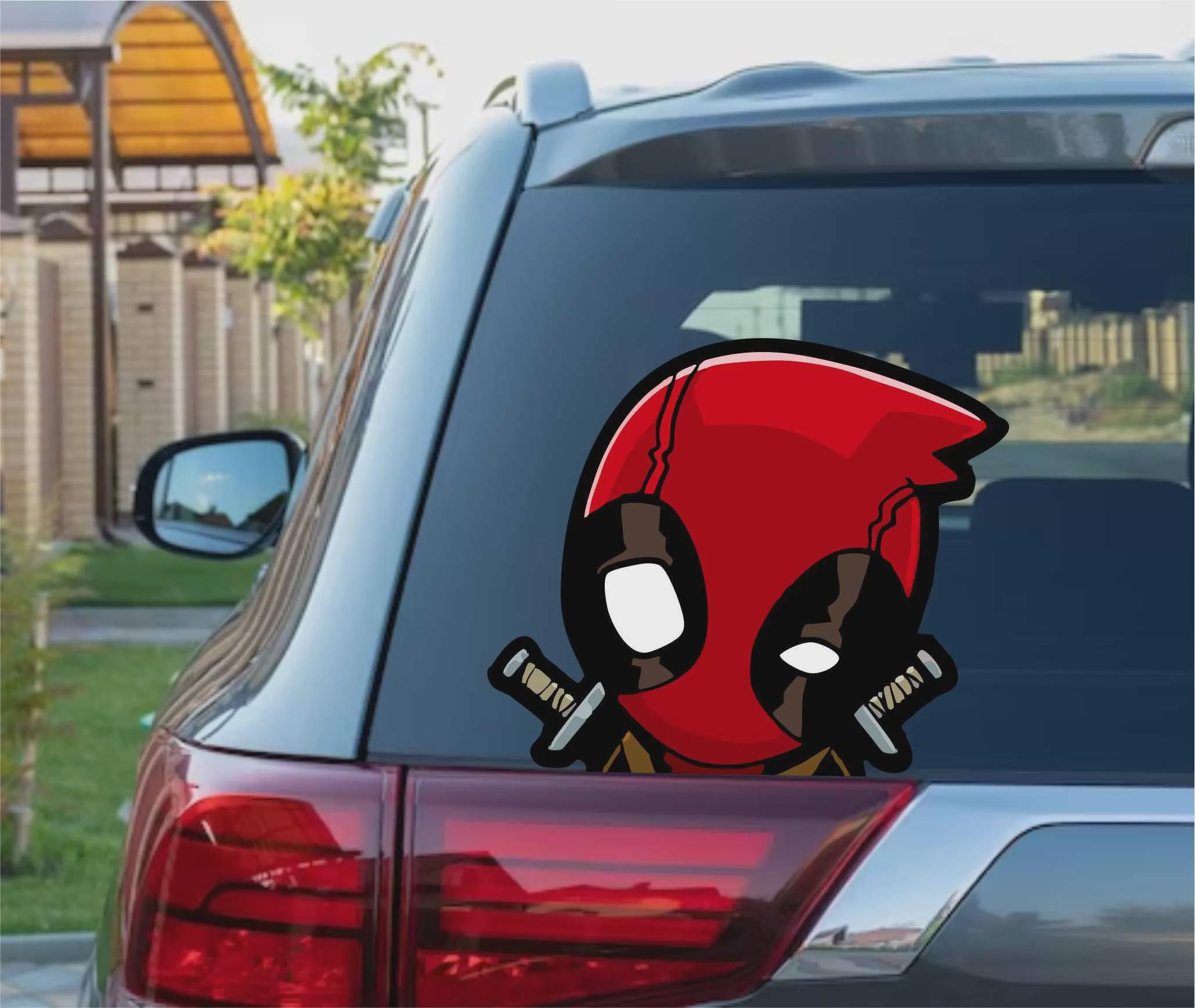Deadpool Funny Peeking Bumper Window Decal Cartoon Marvel Disney ...