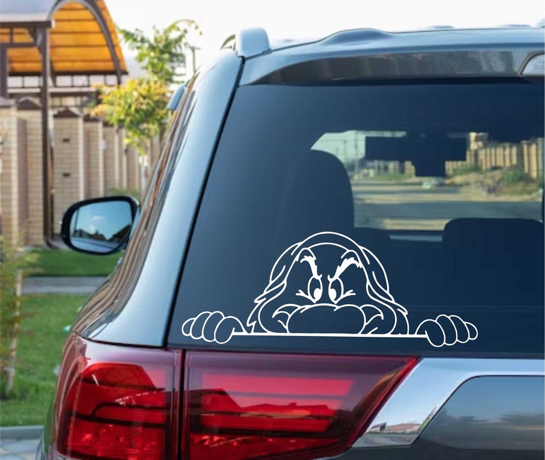 Grumpy Dwarf Peeking Window Vinyl Decal Stickers for Cars Laptops and ...