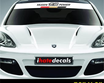 Adhesivo para parabrisas Mugen Power, calcomanías de vinilo para ventanas, para autos, camionetas y SUV JDM