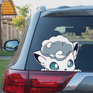 Alolan Vulpix Peeking Vinyldekal - Anime Bilruteklistermärke