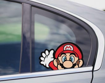 Adesivi in vinile per finestrini e paraurti di Mario Bros. Peeking Peekers Peekabo, cartoni animati, videogiochi