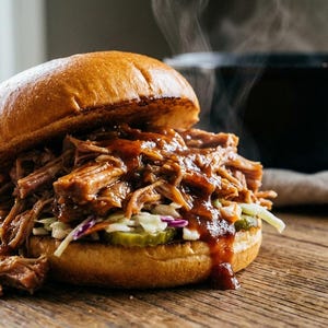 スロークッカーで作る簡単プルドポークレシピ：ジューシーで柔らかいBBQサンドイッチ（デジタルダウンロード）