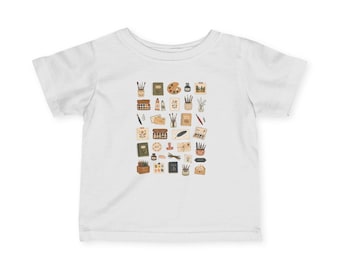キッズアート用品Tシャツ：コテージコア・ペインターTシャツ、幼児・子供用アパレル
